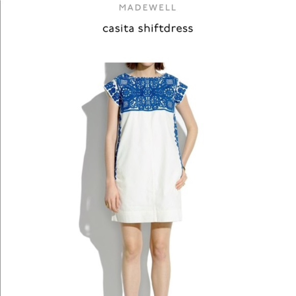 Madewell casita dress Blue White